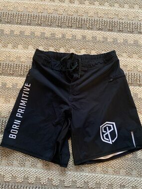 Born Primitive Black Performance Training Shorts with White Logos